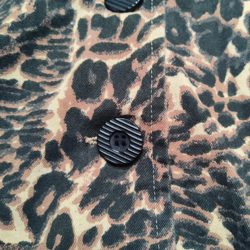ROAMANS Women Large Leopard‎ Print Cotton Long Sleeve Button Up Jacket